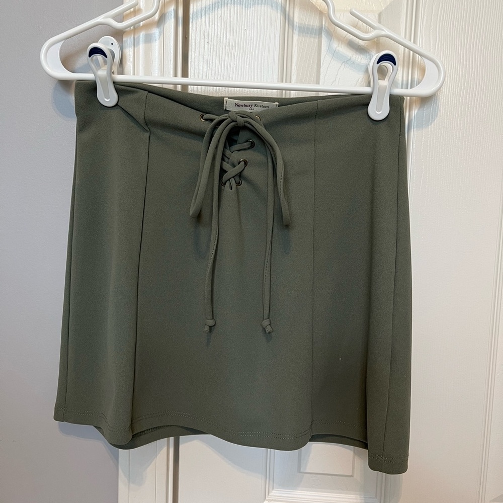 Green mini skirt